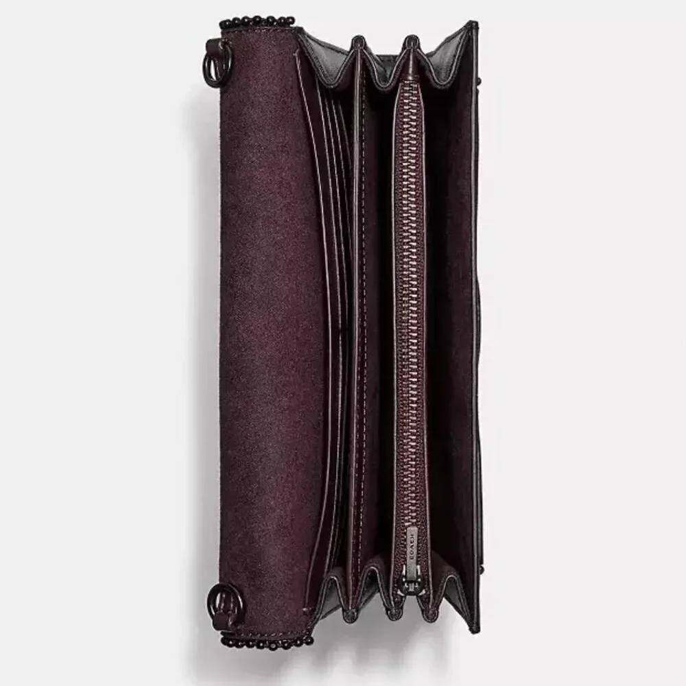 Coach Black Leather Clutch with Chain Detail
